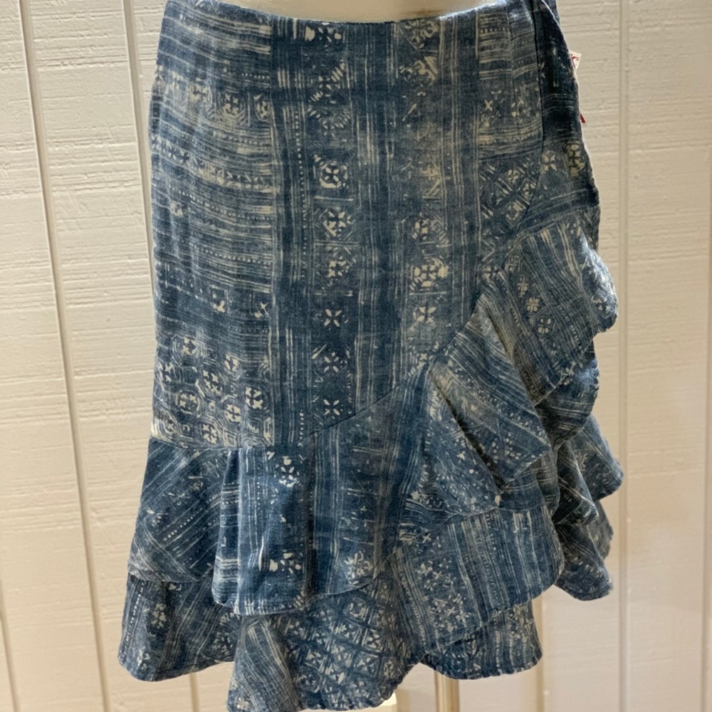 Flirty Blue Jean Ruffled Skirt